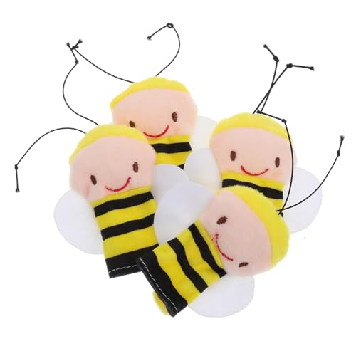 GETAJGHSD 4 Stück Bienen-Fingerpuppenspielzeug interaktives Puppenspielzeug zum Geschichtenerzählen Fingerpuppen Weiches Stoffpuppen-Geschichtenspielzeug Tierpuppen Plüsch von GETAJGHSD