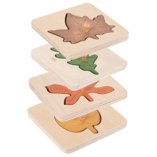 GETAJGHSD 4 Stück Blatt-Puzzle Fallen rätsel pädagogisches Puzzlespielzeug Vorschulrätsel pädagogisches passendes Spielzeug Aufklärungsspielzeug hinterlässt Puzzle-Spielzeug Holz von GETAJGHSD