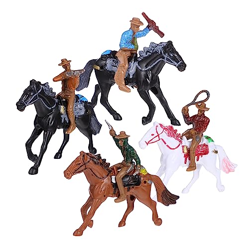 GETAJGHSD 4 Stück Cowboy-Reitmodell Modell Spielzeug Desktop-Spielzeug Sammelspielzeug Pferdespielzeug Minifiguren Spielzeug für Kinder kinderspielzeug Spielset Figuren Spielzeug Plastik von GETAJGHSD