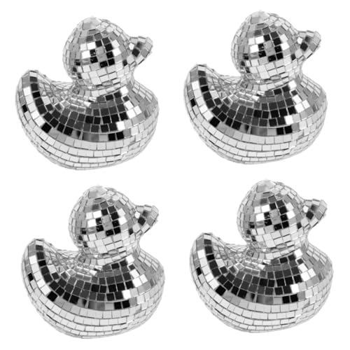 GETAJGHSD 4 Stück Disco-Ente Disco-Kugel-Party- Desktop-Dekokugel Ente-Disco-Kugel Glasdekoration Tischdekoration Enten-Disco-Kugel-Dekorationen Desktop-Disco-Kugel Schaum Silver von GETAJGHSD