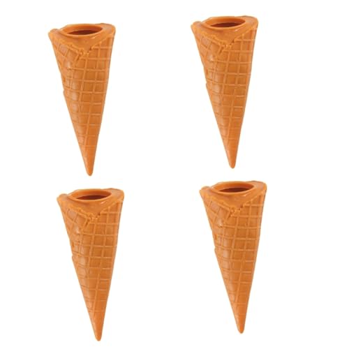 GETAJGHSD 4 Stück Eismodell Spielzeug Für Eiscreme-Lebensmittel Simulation Eiswaffel EIS Spielzeug Modell Einer Eistüte Gefälschte Eiswaffel Faux-Dessert Dessert-Modelle Light Brown PVC von GETAJGHSD