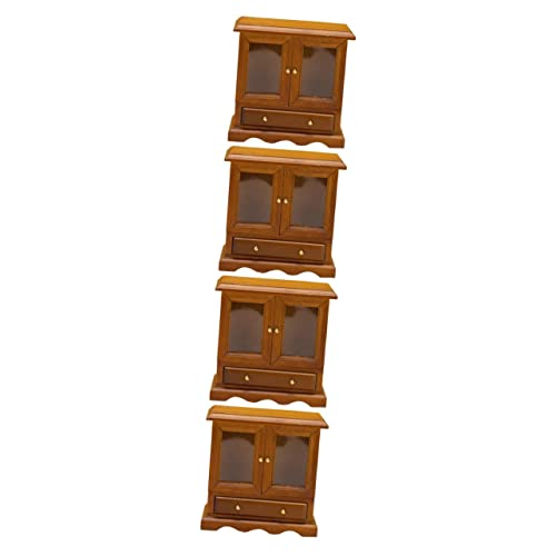 GETAJGHSD 4 Stück Miniatur-Bücherregal Spielzeug 1/12 Miniaturmöbel Puppenhaus Requisiten Toys jucarii pentru copii Zubehör für Puppenhäuser puppenhaus dekore hölzern Light Brown von GETAJGHSD