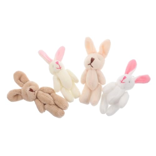 GETAJGHSD 4 Stücke Plüsch Joint Bunny Puppen Winzige Bunny Ornamente Plüsch Spielzeug Schlüsselanhänger Dekorative Mini Stofftier Puppe von GETAJGHSD