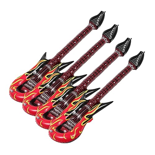 GETAJGHSD 4 Stück aufblasbare Gitarre Spielzeug Spielset Toys jucarii pentru copii musikinstrumente Luftballons interessante Inflationsgitarre aufblasbare Party-Requisiten PVC von GETAJGHSD