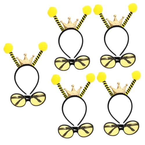 GETAJGHSD 5 Sätze Bienengläser-set Googeln Stirnbänder Cartoon-bienenbrille Bienen-cosplay-kostümzubehör Bienenkopf Bopper Bienen-party-dekorationen Bienenkostüm Für Erwachsene Yellow Stoff von GETAJGHSD