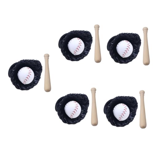 GETAJGHSD 5 Sätze Mini-baseballsimulation Baseballschläger Zum Basteln Miniaturspielzeughandschuhe Puppenhaus-spielzimmerzubehör Puppenhaus-Baseball Mini-Sport-baseballschläger Kiefernholz von GETAJGHSD