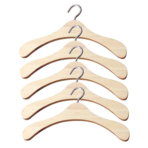 GETAJGHSD 5St Puppenaufhänger Puppenmöbel geschmücktes Zubehör Mini-Draht-Kleiderständer kleiderständer Kinder kinderkleiderbügel Hanger Holzbügel für Puppen Kleiderständer aus Holz hölzern von GETAJGHSD