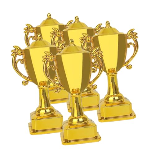 GETAJGHSD 5St Puppenhaus-Trophäe kleine Trophäenmodelle Miniatur-Trophäe Mini-Trophäe Trophäen für Kinder Puppenhaus Trophäe Kinder Trophäe Trophäenspielzeug Preisverleihung Plastik Golden von GETAJGHSD