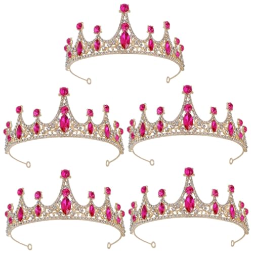 GETAJGHSD 5St Tiara tischläufer weihnachten rolf zuckowski weihnachten für Blumenmädchen Kronen für Mädchen glänzende Kronen-Stirnbänder Haarschmuck für Mädchen Zinklegierung Rosy von GETAJGHSD