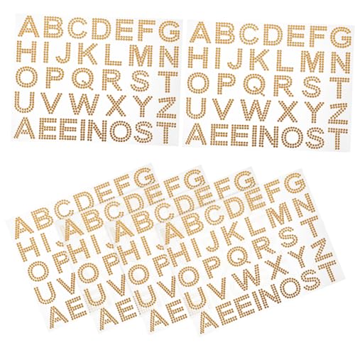 GETAJGHSD 6 Bögen Strasssteine ​​Zum Aufkleben Acryl Multifunktionsaufkleber Buchstaben Strassaufkleber Strassaufkleber Golden von GETAJGHSD