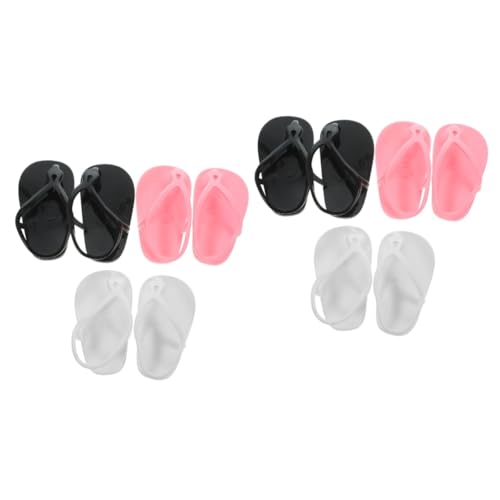 GETAJGHSD 6 Paare Puppen-flip-Flops Puppe High Heels Schuhe Süßer Mini-Puppen-Hausschuh Simulation Mini-Schuhe Miniaturpuppenschuhe Dekorativer Mini-Slipper Kreativer Kleiner Slipper Plastik von GETAJGHSD