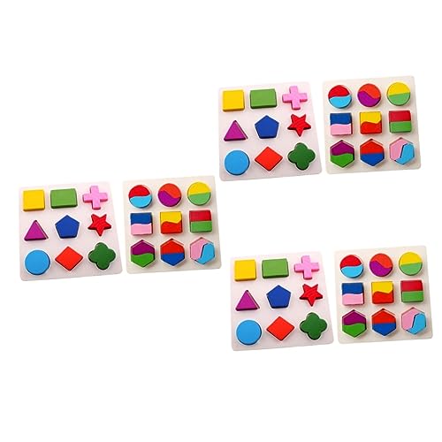 GETAJGHSD 6 STK Geometrie-Puzzle Spielzeug Geometrietafel Bambus von GETAJGHSD