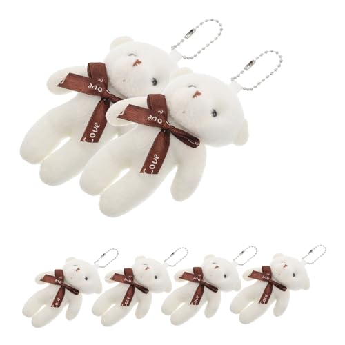 GETAJGHSD 6 STK Teddybär-anhänger Mini-kuscheltiere Masse Bär Schlüsselanhänger Plüsch Kleiner Ausgestopfter Bär Mini-stoffbären Bär Rucksack Schlüsselanhänger Minibären Pp Baumwolle Weiß von GETAJGHSD