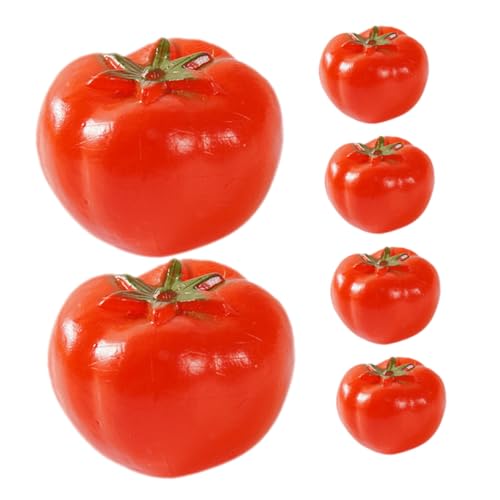 GETAJGHSD 6 Stück Simulierte Tomate Lebensechtes Gemüse Künstliches Gemüse Gefälschte Gemüsemodelle Gefälschtes Gemüse Lebensechte Gefälschte Tomate Realistisches Tomatenmodell von GETAJGHSD