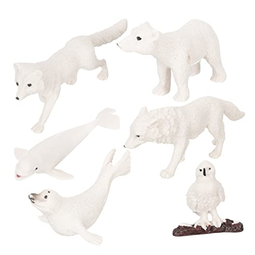 GETAJGHSD 6 Stück Wintertiermodell Polartiere Kuchen Realistische Polartiere Mini Wolfsfiguren Wildes Spielzeug Für Kinder Wintertierfiguren Polarbärenfiguren Minispielzeug Kinderanzug von GETAJGHSD