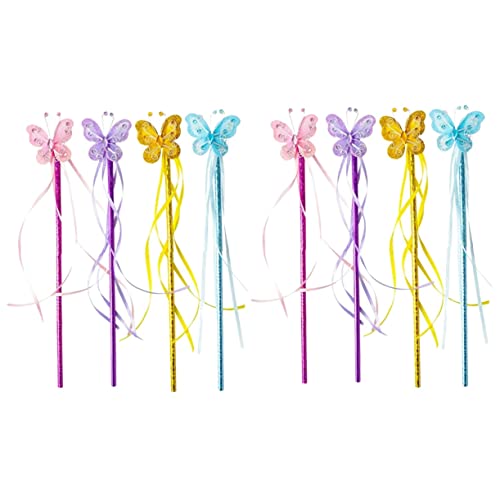 GETAJGHSD 8 STK Zauberstab Fairy Wand Spielzeug für Kinder Blitzspielzeug Mädchenparty-Fee-Zauberstäbe Feenstab Anzieh Schmetterlinge Fee Zauberstäbe Schmetterlinge Fee Handstab Eisendraht von GETAJGHSD