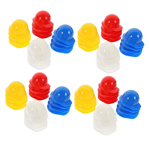 GETAJGHSD 80st Mini-bauhut Getränkeflaschenverschlüsse Helm-Kuchen-Deckel Mini-puppenmütze Miniatur Bauparty-Spielzeug Mini-bauschutzhelme DIY-Helm Konstruktion Kleiner Hundehut Hüte Plastik von GETAJGHSD