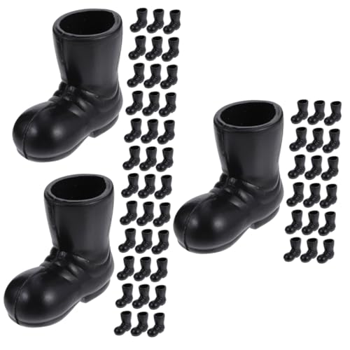 GETAJGHSD 90 STK Weihnachtsstiefeletten Weihnachtsspielzeugpuppenkostüm Schuhe Requisiten Weihnachtsmann Dekorationen Für Weihnachtsfeiern Ornamente Puppenhaus-miniaturstiefel Black Sport von GETAJGHSD