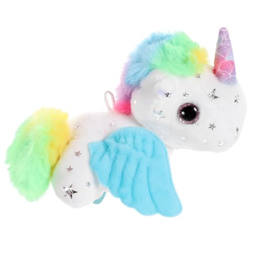 GETAJGHSD Bunter Einhorn-puppenanhänger Schwanzwedelnder Anhänger Schöne Puppe in Einhornform Tier Zum Aufhängen Schwanzwedelnde Puppe Ziehen Tier-anhänger-dekor Gefüllte Puppe Weiß Plüsch von GETAJGHSD