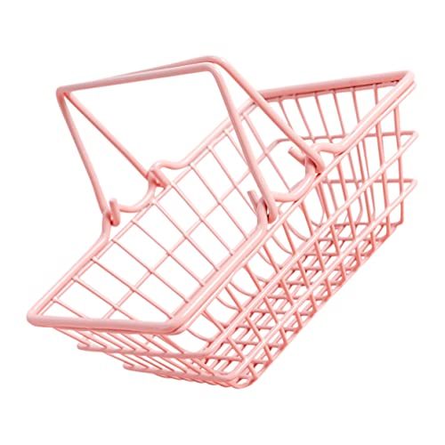 GETAJGHSD Einkaufskorb Storage Baskets allzweckkorb metallkörbe einkaufkorb spielzeugkorb Supermarkt Mini Einkaufswagen Spielzeug Spielzeug-Einkaufswagen Einkaufskörbe für Puppen Eisen Rosa von GETAJGHSD