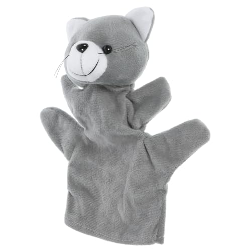 GETAJGHSD Handpuppe Katze Plüschtier Spielzeug Plüsch-handpuppen Tierpuppe Geschichte Erzählende Marionette Handpuppe Für Kinder Handpuppen Für Babys Von 6-18 Monaten Grey Pp Baumwolle von GETAJGHSD