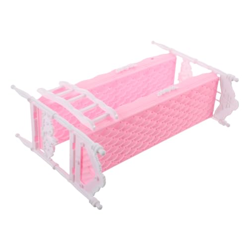 GETAJGHSD Prinzessin Puppenbett Puppenbetten Puppenhauszubehör Bett Kleines Puppenbett Etagenbetten Für Puppen Minibett Puppenhaus-miniaturartikel Miniatur-puppenstubenbett Plastik Rosa von GETAJGHSD