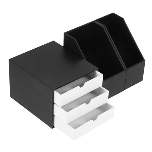 GETAJGHSD Puppenhaus-Dokumentenkorb Miniatur-Hausmöbel Mini Vitrine Puppenhausschrank Mini-Desktop-Organizer Puppenhaus-Miniaturen Miniaturornament Mini Regal Plastik Black von GETAJGHSD