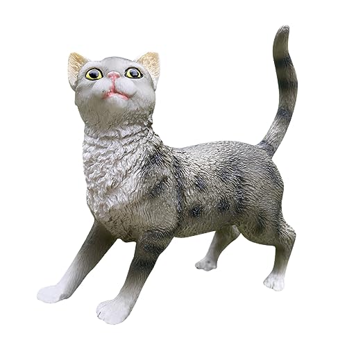 GETAJGHSD Simulation Haustier Katze Pädagogisches Katzenmodell Für Kinder Katzenmodell-schmuck Sammelbare Tierfigur Lernspielzeug Tischdekoration Minispielzeug Für Kinder Dark Grey Plastik von GETAJGHSD