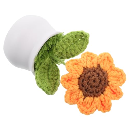 GETAJGHSD Simulierte Sonnenblume Sonnenblumenplüsch Plüschblumen gestrickte Sonnenblume süße Häkelarbeit Mini Pflanzen kunstpflanze gestrickte künstliche Blumen Büro-Schreibtisch- Garn von GETAJGHSD