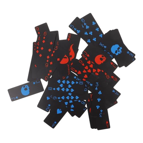 GETAJGHSD -Spielkarten Tag Der Toten Spielkarten Blaue Spielkarten wasserdichte Spielkarten Skelett-Spielkarten Schwarzes Kartenspiel Luxuriöses Kartenspiel Pokerkarten Black PVC von GETAJGHSD