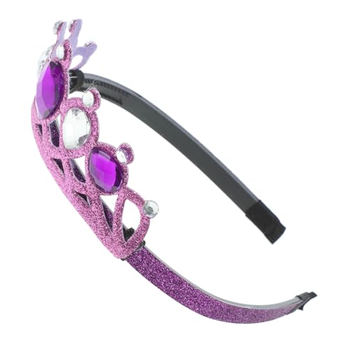 GETAJGHSD Stirnband Krone Strauß Mädchen Königin Kostüm Cosplay-krone Für Gesicht Strass-kronen-stirnband Kindergeburtstagskrone Glitzerkrone Kopfbedeckung Brautkrone Violett Plastik von GETAJGHSD