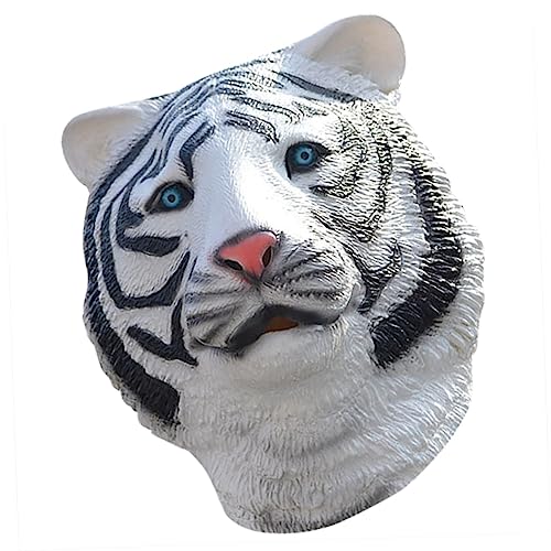 GETAJGHSD Tiger-Kopfbedeckung Jahr des Kostüms Masken Tigermaske für Leistung halloween mask halloweenmaske stutzenhalter gruselige Tigerkopfbedeckung Maskerade Tigermaske Emulsion Weiß von GETAJGHSD