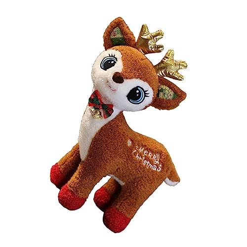 GETAJGHSD Weihnachtsplüschtiere Kinderspielzeug Weihnachtsbaumschmuck mit Katze plüschtier Weihnachten Weihnachts plüschtier Plüsch-Hirsch-Dekoration Hirsch-Ornament PP Baumwolle Brown von GETAJGHSD