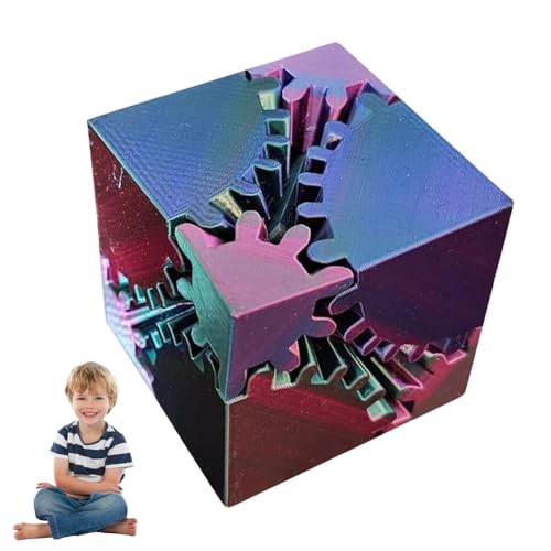 GETBSTOOP 3D-Gedruckter Zahnradwürfel, Stressabbau, Zappelspielzeug, Schreibtischspielzeug, Desktop, innovatives dekoratives Modell, tragbares Zahnrad, quadratischer Block, sensorisches Zapp von GETBSTOOP