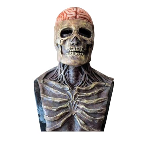 GETBSTOOP Halloween Gruselige Totenkopfmaske Silica Horror Bare Brain Zombie Latexmaske Schreckliche Vollgesichtskopfbedeckung Horrorschädel Kostüm Zauberkappe für Halloween Party Maskerade Cosplay von GETBSTOOP