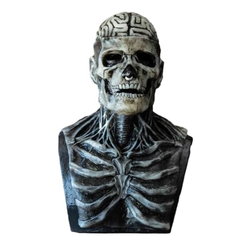 GETBSTOOP Halloween Gruselige Totenkopfmaske Silica Horror Bare Brain Zombie Latexmaske Schreckliche Vollgesichtskopfbedeckung Horrorschädel Kostüm Zauberkappe für Halloween Party Maskerade Cosplay von GETBSTOOP