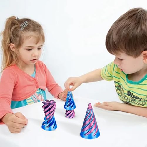 GETBSTOOP Impossible Cone, Spiralkegel-Zappelspielzeug, 3D-gedrucktes Pass-Through-Zappelspielzeug, Relief-Schreibtischspielzeug, Pass-Through-Pyramide, Zappelspielzeug for Babys und Erwachs von GETBSTOOP