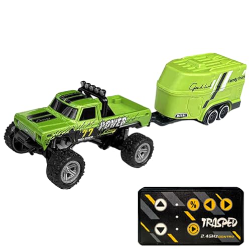 GETBSTOOP Mini RC Truck, Truck Spielzeug, 2,4 G Ferngesteuerter Truck, RC Semi Truck mit Anhänger, wiederaufladbarer USB-Unterlauf, Maßstab 1:64 RC Truck mit Lichtern, for Kinder von GETBSTOOP