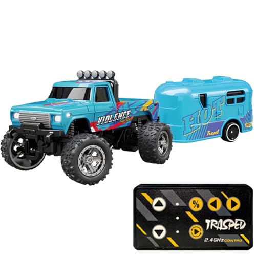 GETBSTOOP Mini RC Truck, Truck Spielzeug, 2,4 G Ferngesteuerter Truck, RC Semi Truck mit Anhänger, wiederaufladbarer USB-Unterlauf, Maßstab 1:64 RC Truck mit Lichtern, for Kinder von GETBSTOOP