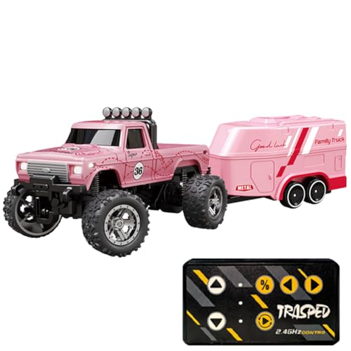 GETBSTOOP Mini RC Truck, Truck Spielzeug, 2,4 G Ferngesteuerter Truck, RC Semi Truck mit Anhänger, wiederaufladbarer USB-Unterlauf, Maßstab 1:64 RC Truck mit Lichtern, for Kinder von GETBSTOOP