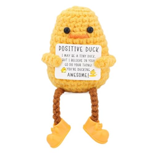 GETBSTOOP Positive Enten Geschenke, Emotionale Unterstützung Ente, Lustige Positive Ente Niedliche Geschenke, Gestrickte Häkelpuppe mit Positiver Karte Geschenke for Frauen, Männer und Kinder von GETBSTOOP