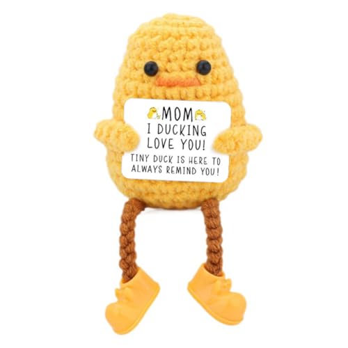 GETBSTOOP Positive Enten Geschenke, Emotionale Unterstützung Ente, Lustige Positive Ente Niedliche Geschenke, Gestrickte Häkelpuppe mit Positiver Karte Geschenke for Frauen, Männer und Kinder von GETBSTOOP