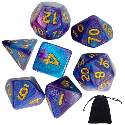 Doppelfarbiges MTG-Würfel-Set mit schwarzem Würfelbeutel, polyedrische RPG-Würfel für Dungeons and Dragons, RPG, MTG, Tbale-Spiele, D&D-Geschenke für Gamer und Sammler, 7-teilig von GETFACAI