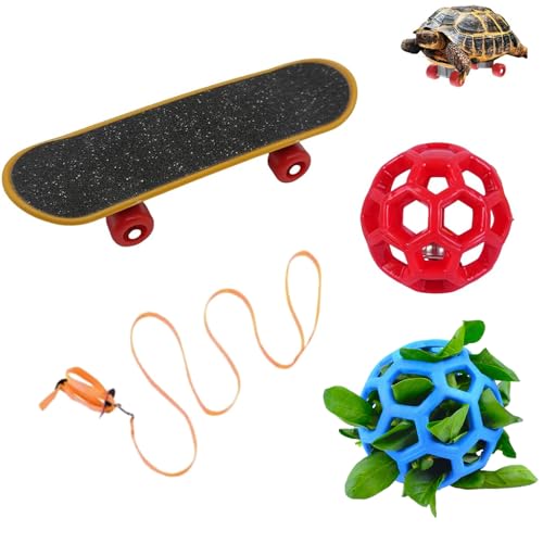 GETJOY Schildkröten-Skateboard und Spielzeug-Set, 1 Skateboard mit 2 hohlen Glockenbällen, 5 cm Futterbällen und Leine, Mini-Skateboard, interaktives Spielen für Haustiergesundheit und Bewegung GETJOY Schildkröten-Skateboard und Spielzeug-Set, 1 Skateboard mit 2 hohlen Glockenbällen, 5 cm Futterbällen und Leine, Mini-Skateboard, interaktives Spielen für Haustiergesundheit und Bewegung von GETJOY