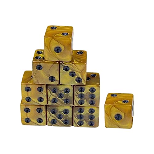 Würfelanzug, Spiele Würfel, 10 sechsseitige Würfel, 0,6-Zoll-Rollenspielwürfel, abgerundete Rollenspielparty-Würfel, Zubehör, Tischspiele 9(Yellow) von GETSTREE