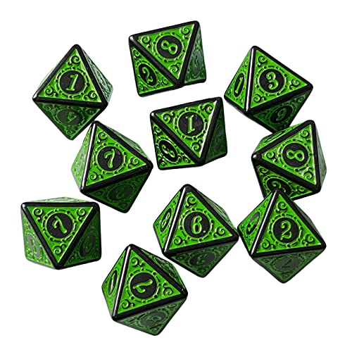 Würfelanzug, Spiele Würfel, 10-teiliges mehrseitiges Würfelset, Partyzubehör, Acrylwürfel(Green) von GETSTREE