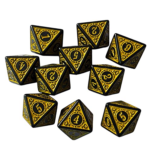 GETSTREE Würfelanzug, Spiele Würfel, 10-teiliges mehrseitiges Würfelset, Partyzubehör, Acrylwürfel(Yellow) von GETSTREE