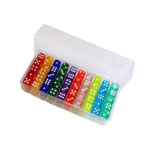 Würfelanzug, Spiele Würfel, 100 Stück 6-seitige Spielwürfel aus Acryl, 10 Farben, 14 mm runde Kanten, geeignet for Mathematikunterricht, Würfelspiele, Klassenzimmer, Party von GETSTREE