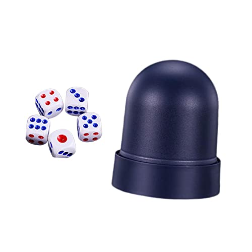 Würfelanzug, Spiele Würfel, Würfelbecher, verbesserte Klappe, Würfel-Stapelset mit Becher mit 5 Würfeln, professionelle Brettspiele, Würfel, platzsparend, for Freunde, Erwachsene, Reisen, Partys, Blau von GETSTREE