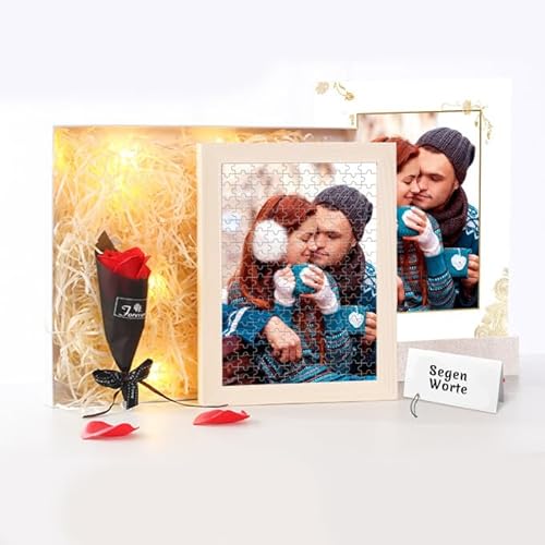 Entwerfen Sie Ihr eigenes Bild-Puzzle mit Holz-Fotorahmen benutzerdefinierte Foto-Puzzle personalisiertes Geschenk für Erwachsene & Kinder Familie, Hochzeit, Graduierung von GEXHSRGD